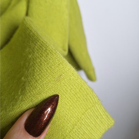 Vintage 90s Express Tricot Collar Cardigan Sweater Boxy Chartreuse Medium Grunge - Picture 7 of 10